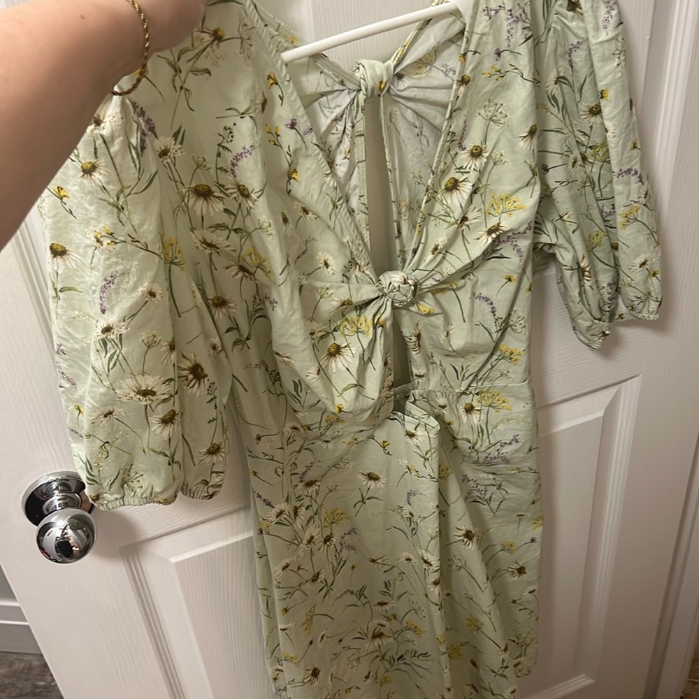 H&M floral mini dress with open back